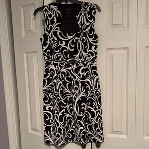 Enfocus Studio Navy and White Patterned Midi Dress